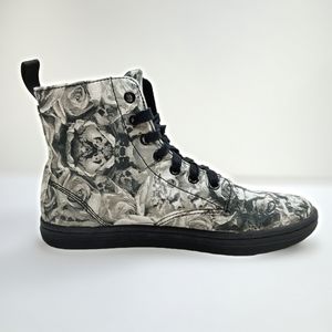 Dr. Martens Hackney Black and White Canvas Boots NWOT